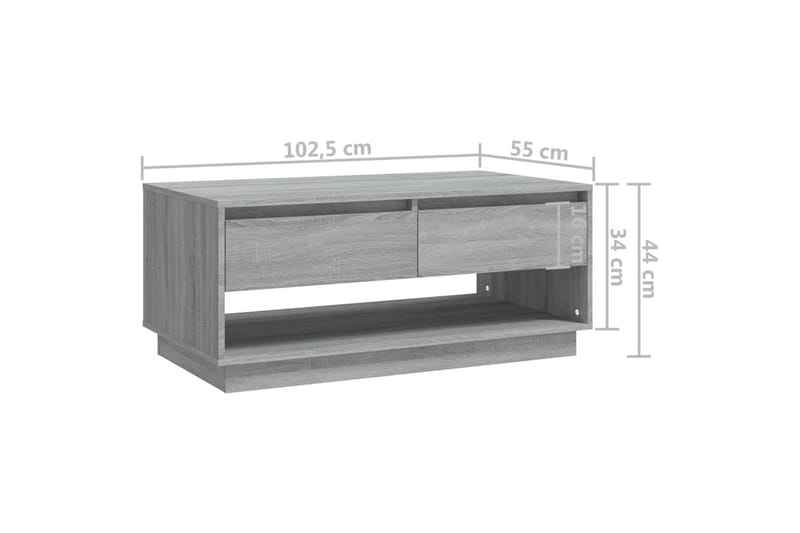 Salongbord grå sonoma eik 102,5x55x44 cm sponplate - Grå - Møbler - Bord - Sofabord