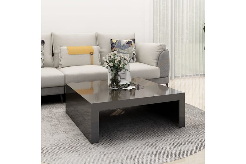 Salongbord høyglans grå 100x100x35 cm sponplate - Grå - Møbler - Bord - Sofabord