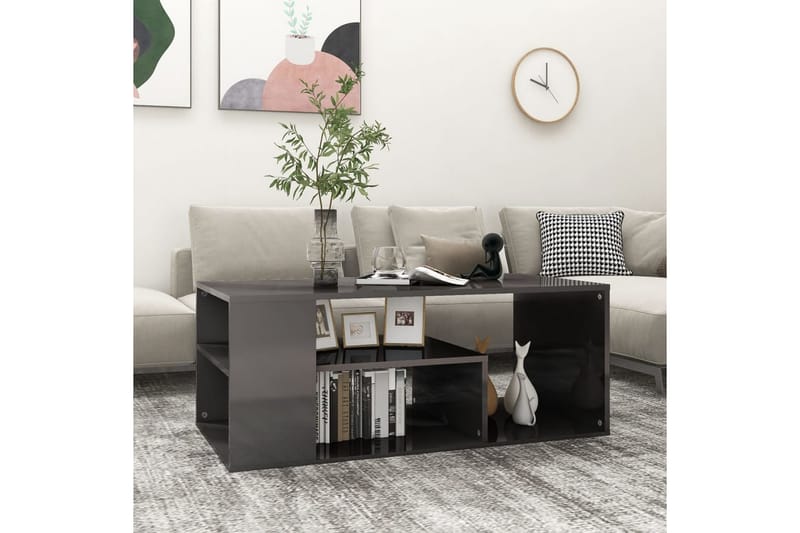 Salongbord høyglans grå 100x50x40 cm sponplate - Grå - Møbler - Bord - Sofabord