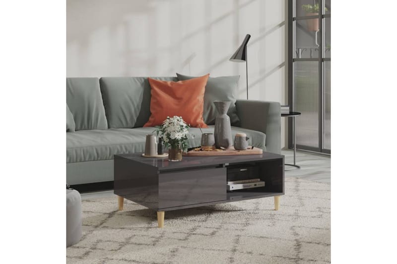 Salongbord høyglans grå 90x60x35 cm sponplate - Grå - Møbler - Bord - Sofabord