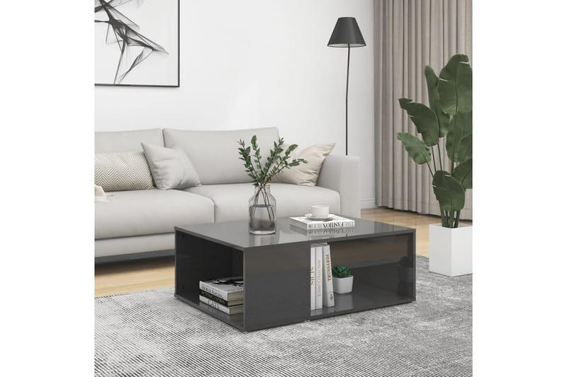 Salongbord høyglans grå 90x67x33 cm sponplate - Grå - Møbler - Bord - Sofabord