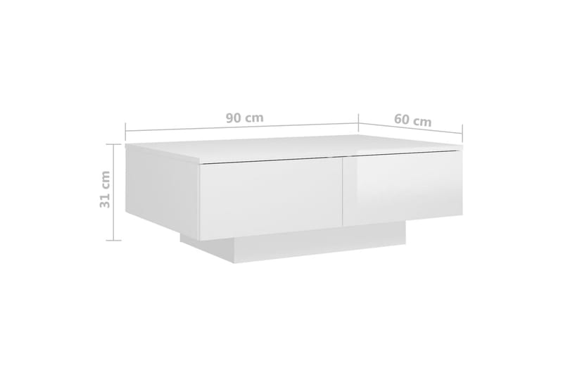 Salongbord høyglans hvit 90x60x31 cm sponplate - Hvit - Møbler - Bord - Sofabord