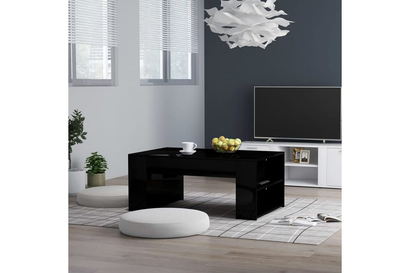 Salongbord høyglans svart 100x60x42 cm sponplate - Svart - Møbler - Bord - Sofabord