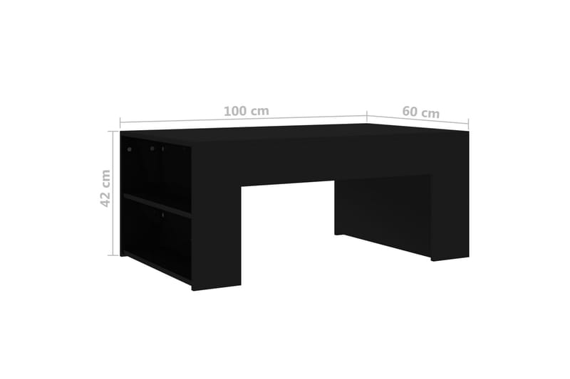 Salongbord høyglans svart 100x60x42 cm sponplate - Svart - Møbler - Bord - Sofabord