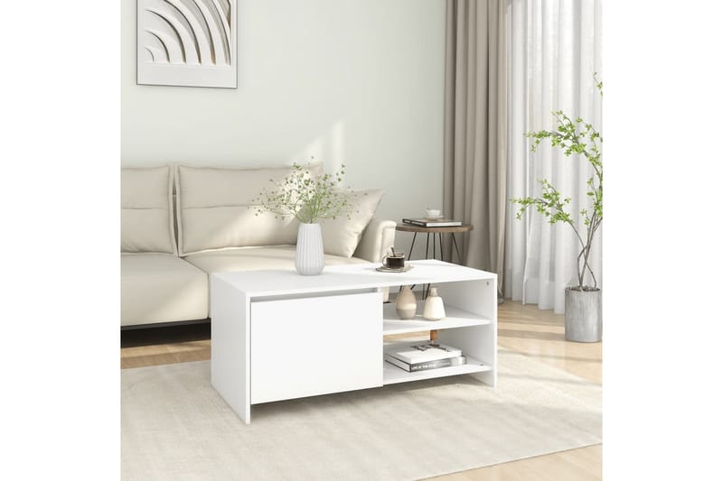 Salongbord hvit 102x50x45 cm konstruert tre - Hvit - Møbler - Bord - Sofabord