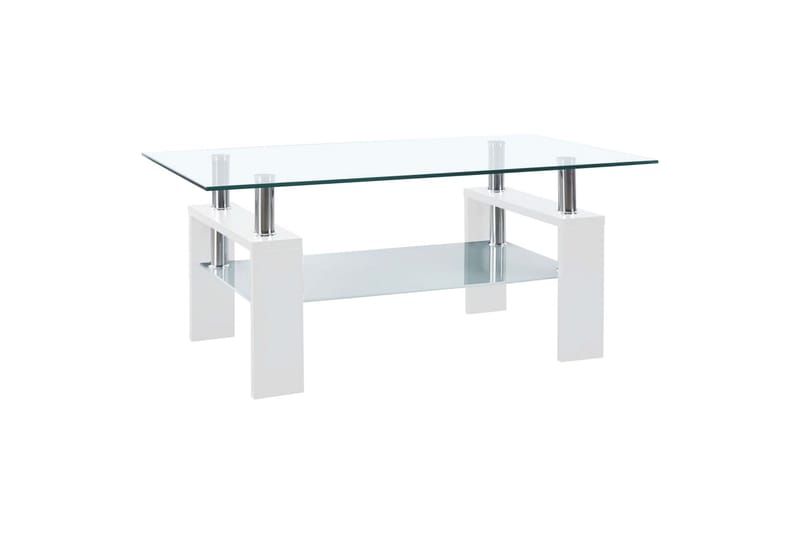 Salongbord hvit og gjennomsiktig 95x55x40 cm herdet glass - Hvit - Møbler - Bord - Sofabord