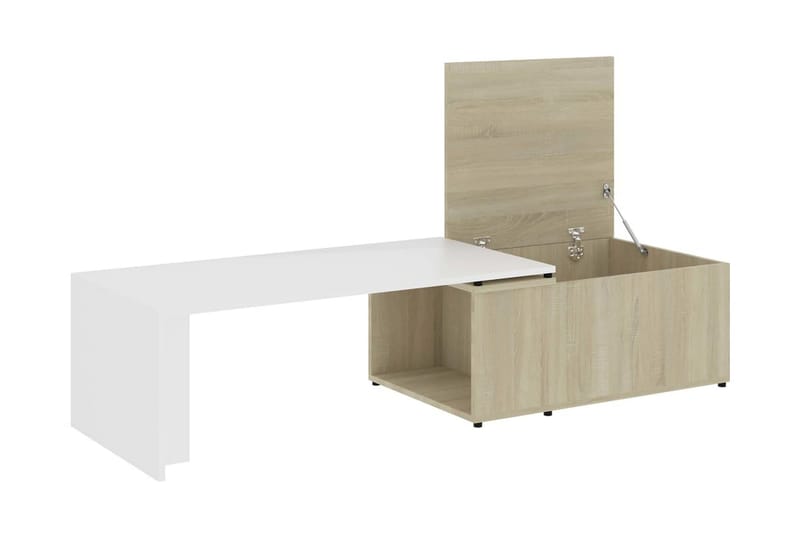Salongbord hvit og sonoma eik 150x50x35 cm sponplate - Beige - Møbler - Bord - Sofabord
