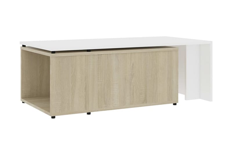Salongbord hvit og sonoma eik 150x50x35 cm sponplate - Beige - Møbler - Bord - Sofabord