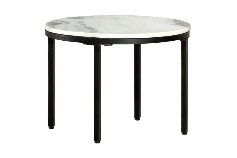 Salongbord hvit og svart Ø50 cm ekte solid marmor - Hvit - Møbler - Bord - Sofabord