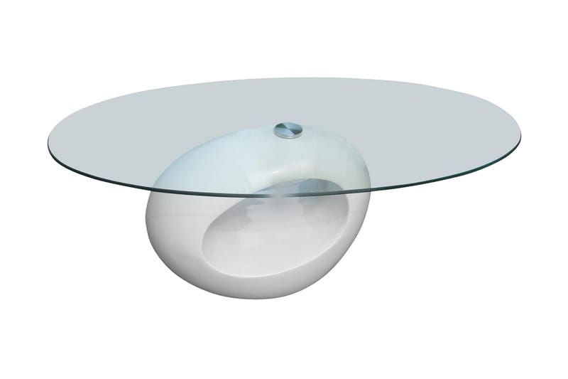 Salongbord med oval glassflate høyglans hvit - Glass/Hvit Høyglans - Møbler - Senger - Himmelseng