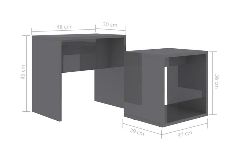 Salongbordsett høyglans grå 48x30x45 cm sponplate - Møbler - Bord - Sofabord