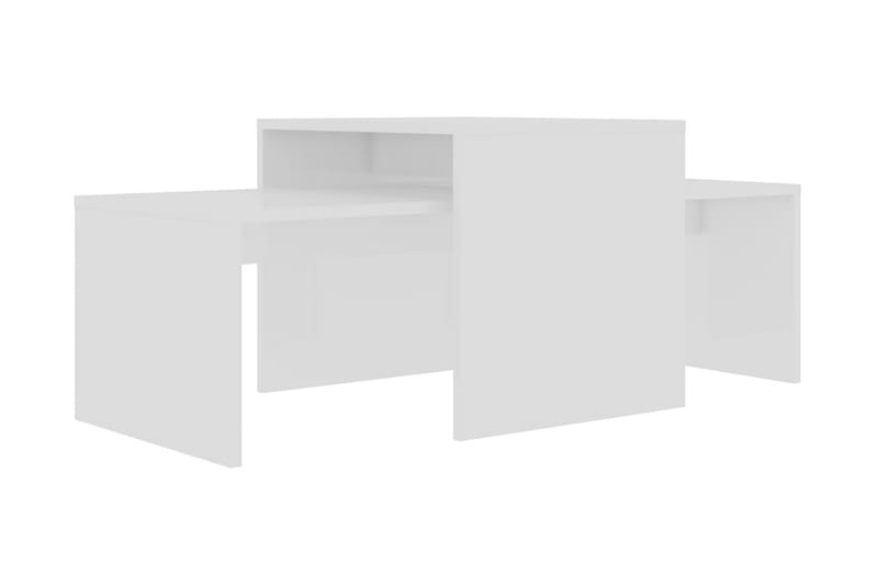 Salongbordsett høyglans hvit 100x48x40 cm sponplate - Møbler - Bord - Sofabord