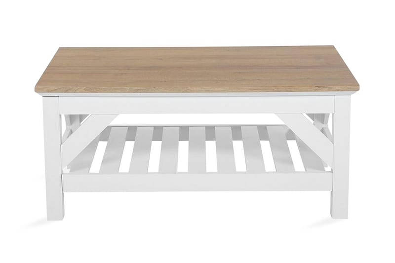 Savanha Sofabord 101 cm med Oppbevaringshylle - Lysebrun/Hvit - Møbler - Bord - Sofabord