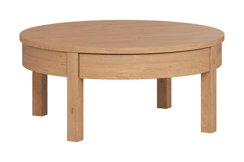 Simple Sofabord 80 cm Rundt med Oppbevaringshylle Lågt Natur - VOX - Møbler - Bord - Spisebord & kjøkkenbord