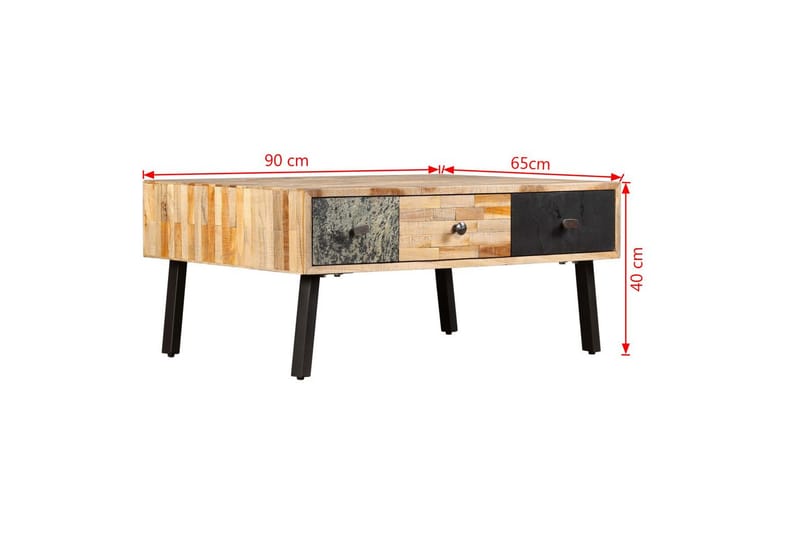 Sofabord gjenvunnet heltre teak 90x65x40 cm - Resirkulert Tre - Møbler - Bord - Sofabord