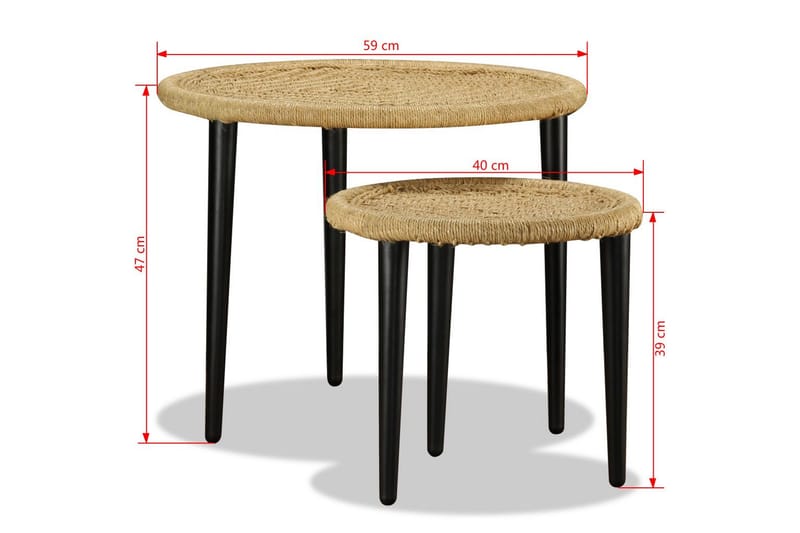 Sofabordsett i 2 deler naturlig jute - Natur - Møbler - Bord - Sofabord