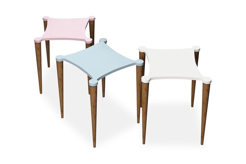 Springtime Settbord 50 cm 3 Bord - Hvit/Rosa/Blå - Møbler - Medie- & TV-møbler - TV-møbelsett