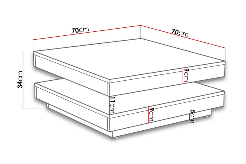 Stoliv Sofabord 70 cm Vridbart med Oppbevaringshylle - Hvit - Møbler - Bord - Sofabord