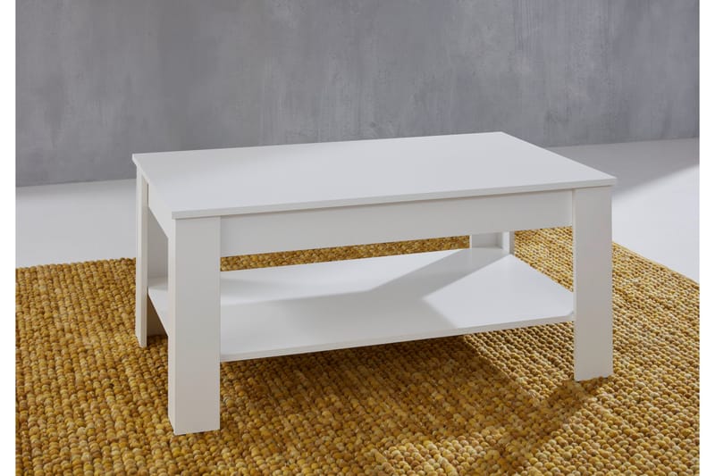 Swall Sofabord 110 cm med Oppbevaringshylle - Hvit - Møbler - Bord - Sofabord