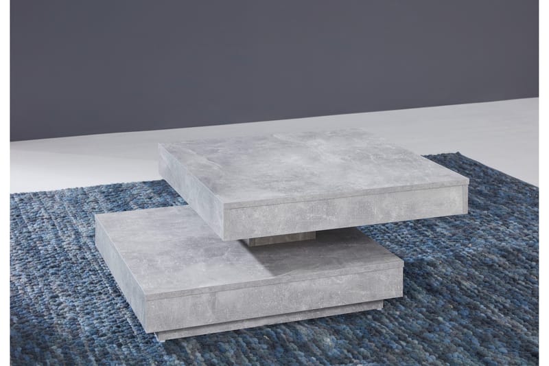 Swall Sofabord 70 cm med Oppbevaringshyller - Betonggrå - Møbler - Bord - Sofabord