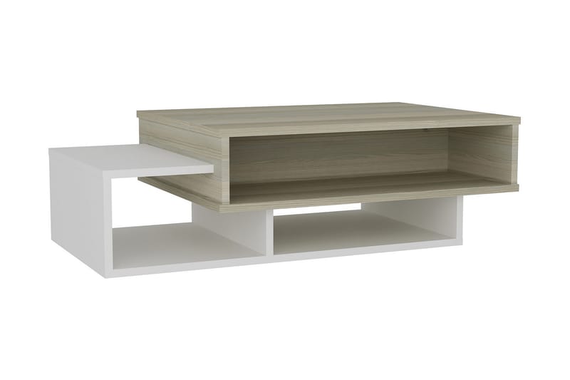 Tabate Sofabord 105 cm med Oppbevaringshyller - Hvit/Natur - Møbler - Bord - Sofabord