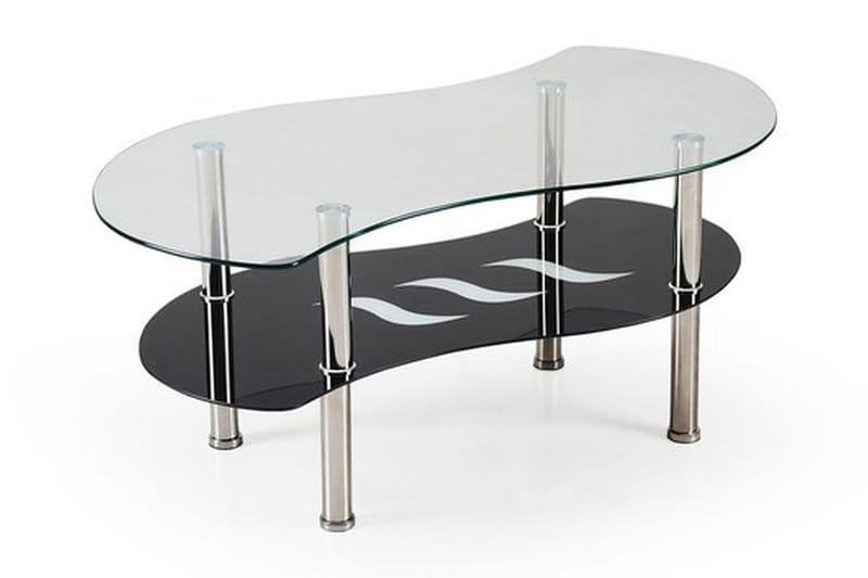 Tasman Sofabord 100 cm Ovalt med Oppbevairngshylle - Glass/Svart - Møbler - Bord - Sofabord
