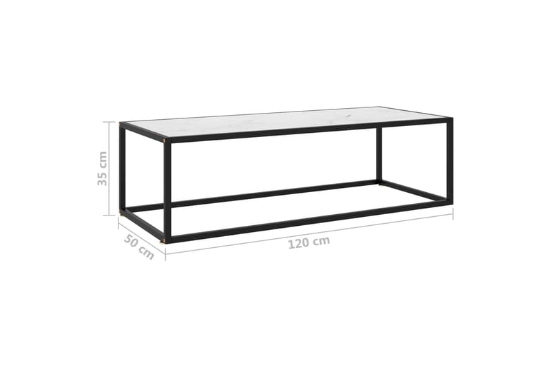 Tebord svart med hvitt marmorglass 120x50x35 cm - Svart - Møbler - Bord - Sofabord