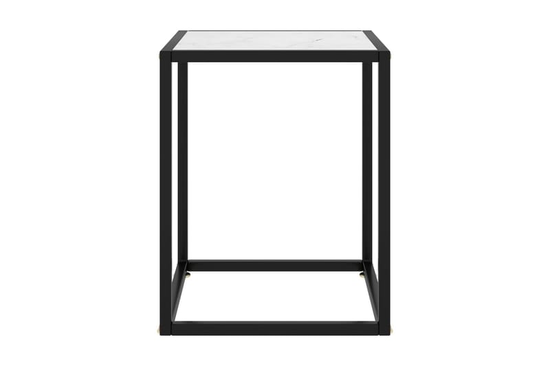 Tebord svart med hvitt marmorglass 40x40x50 cm - Svart - Møbler - Bord - Sofabord