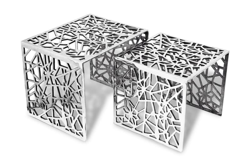 To-delers Sidebord Kvadratisk Aluminium Sølv - Sølv - Møbler - Bord - Sofabord