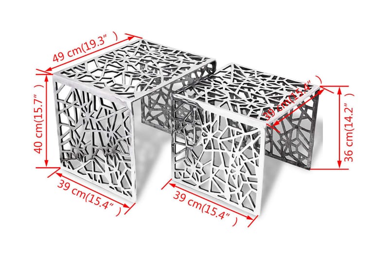 To-delers Sidebord Kvadratisk Aluminium Sølv - Sølv - Møbler - Bord - Sofabord