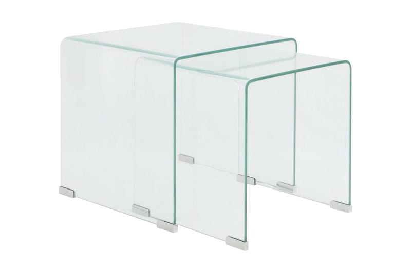 Todelt settbord i temperert glass klar - Glass - Møbler - Bord - Serveringsvogn - Drinkvogn