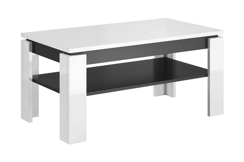Toroni Sofabord 100 cm med Oppbevaring Hylle - Hvit/Antrasitt - Møbler - Bord - Sofabord