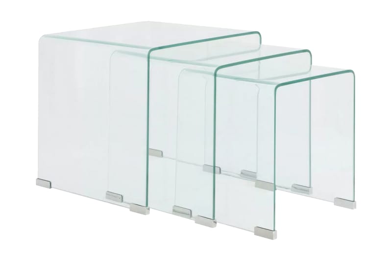 Tredelt settbord i temperert glass klar - Glass - Møbler - Bord - Sofabord