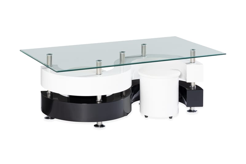 Turney Sofabord 130 cm - Glass/Hvit/Svart - Møbler - Bord - Sofabord