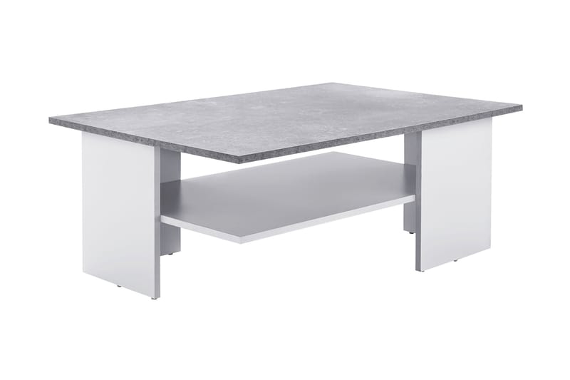 Udby Sofabord 90 cm med Oppbevairngshylle - Betonggrå/Hvit - Møbler - Bord - Sofabord