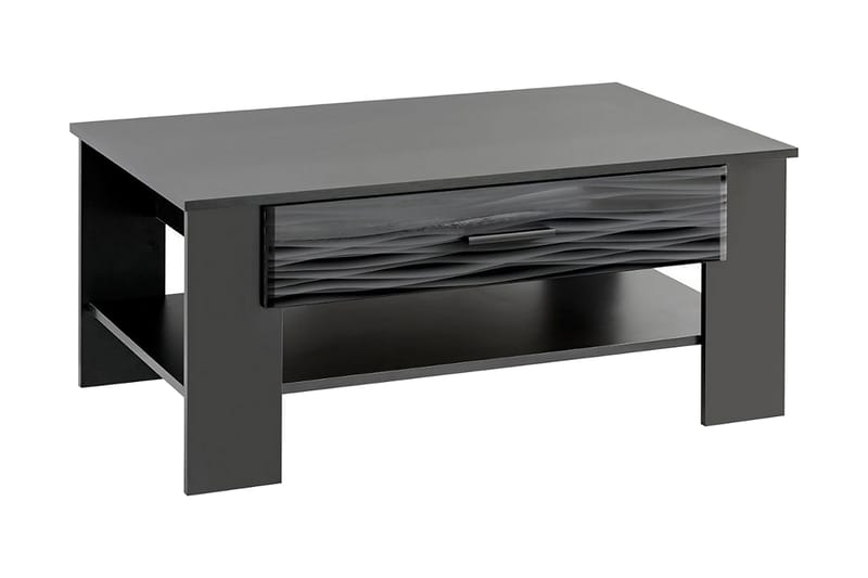 Vindsten Sofabord 105 cm med Oppbevaring 2 Skuffer + Hylle - Svart - Møbler - Bord - Sofabord
