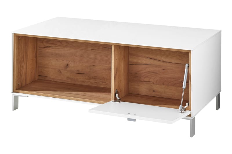 Westcliffe Sofabord 110 cm med Oppbevaring - Hvit/Eik - Møbler - Bord - Sofabord