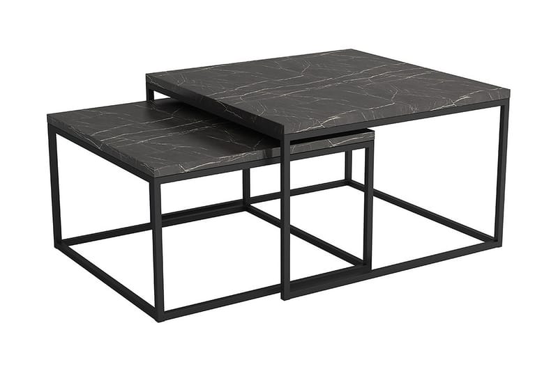Wroxeter Settbord 76 cm 2 Bord Marmormønster - Svart - Møbler - Bord - Spisebord & kjøkkenbord
