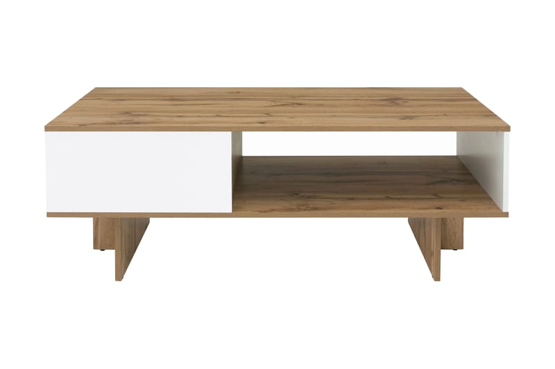 Zele Sofabord 120 cm med Oppbevaringshylle - Natur/Hvit - Møbler - Bord - Sofabord