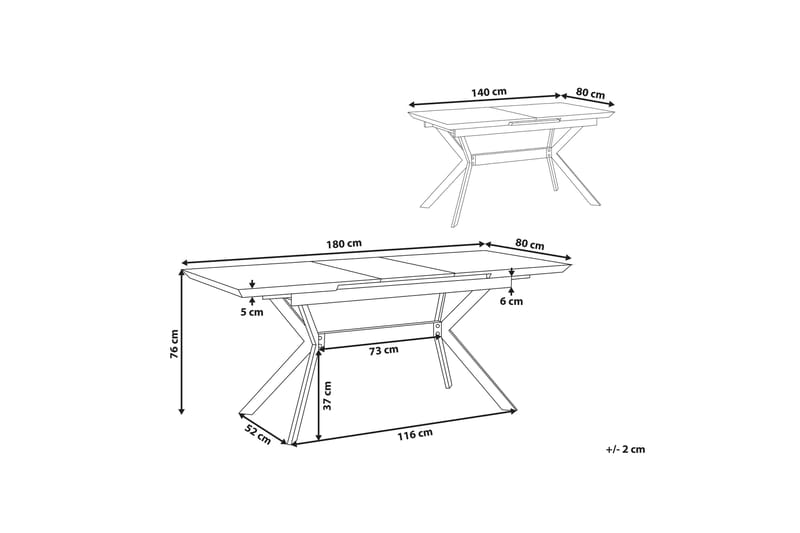 Abenson Spisebord 180 cm Sammenleggbart - Grå/Svart - Møbler - Bord - Spisebord & kjøkkenbord