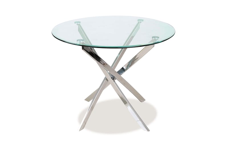 Agisa Spisebord 90 cm Rundt - Glass/Sølv - Møbler - Bord - Spisegrupper