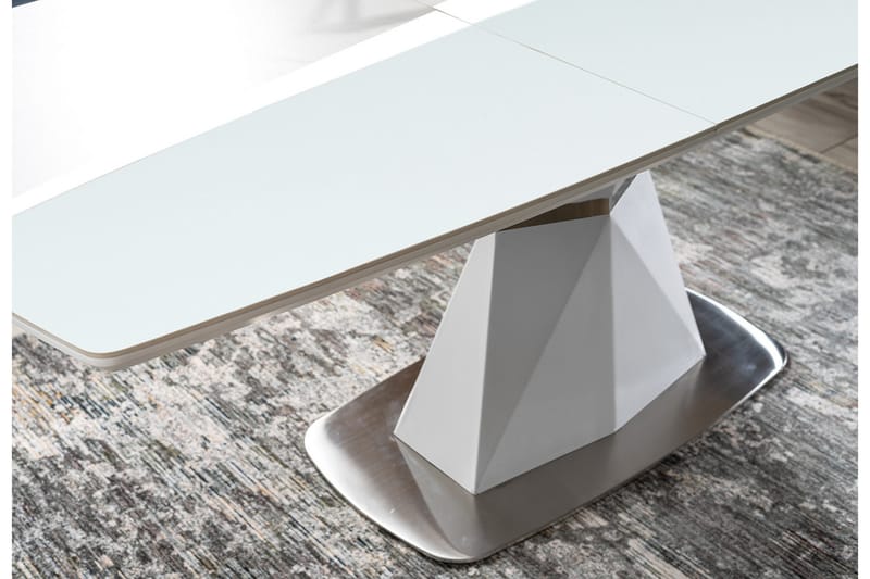 Alafia Forlengningsbart Spisebord 160 cm - Glass/Hvit Matt Lakk - Møbler - Bord - Spisebord & kjøkkenbord