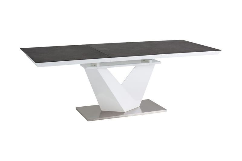 Alaras Forlengningsbart Spisebord 120 cm - Glass/Grå/Hvit - Møbler - Bord - Spisebord & kjøkkenbord