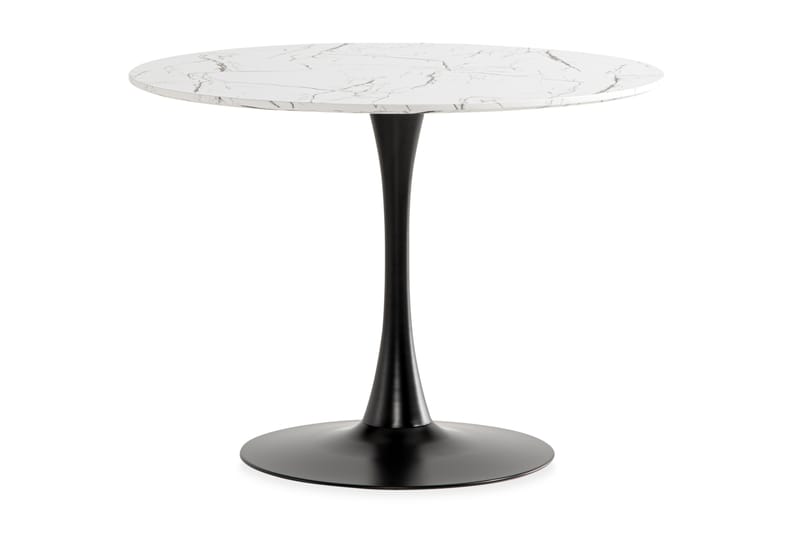 Caitly Spisebord 100 cm Rundt - Hvit Marmor/Svart - Møbler - Bord - Spisebord & kjøkkenbord