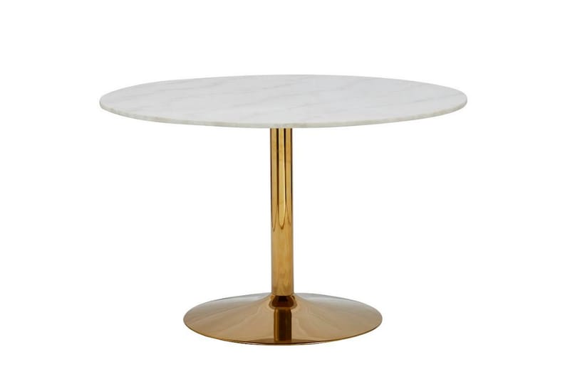 Capri Spisebord 100 cm Rundt Marmor - Hvit/Messing - Møbler - Bord - Spisebord & kjøkkenbord