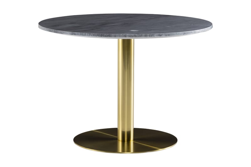 Capri Spisebord 106 cm Rundt Marmor - Grå/Børstet Messing - Møbler - Bord - Spisebord & kjøkkenbord