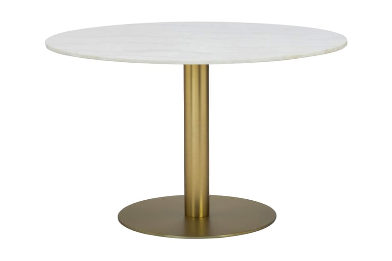 Capri Spisebord 106 cm Rundt Marmor - Hvit/Børstet Messing - Møbler - Bord - Spisebord & kjøkkenbord