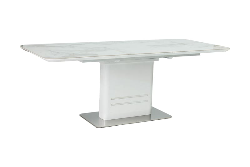 Cartiera Forlengningsbart Spisebord 160 cm - Keramikk/Hvit/Sølv - Møbler - Bord - Spisebord & kjøkkenbord