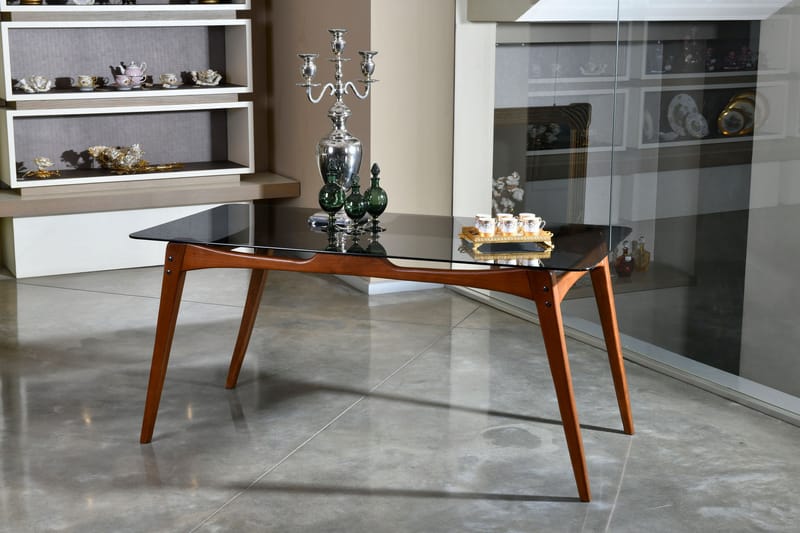 Charbel Spisebord Glass - Svart/Brun - Møbler - Bord - Spisebord & kjøkkenbord