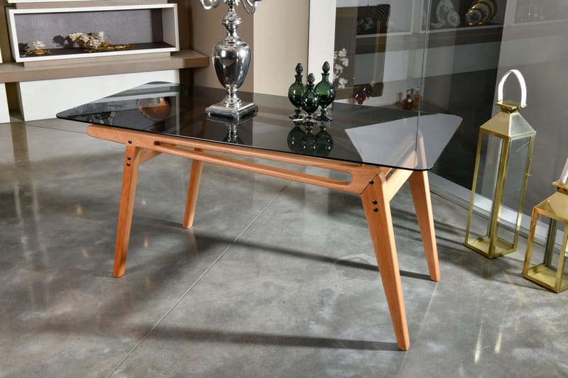 Crystali Spisebord Glass - Svart/Natur - Møbler - Bord - Spisebord & kjøkkenbord